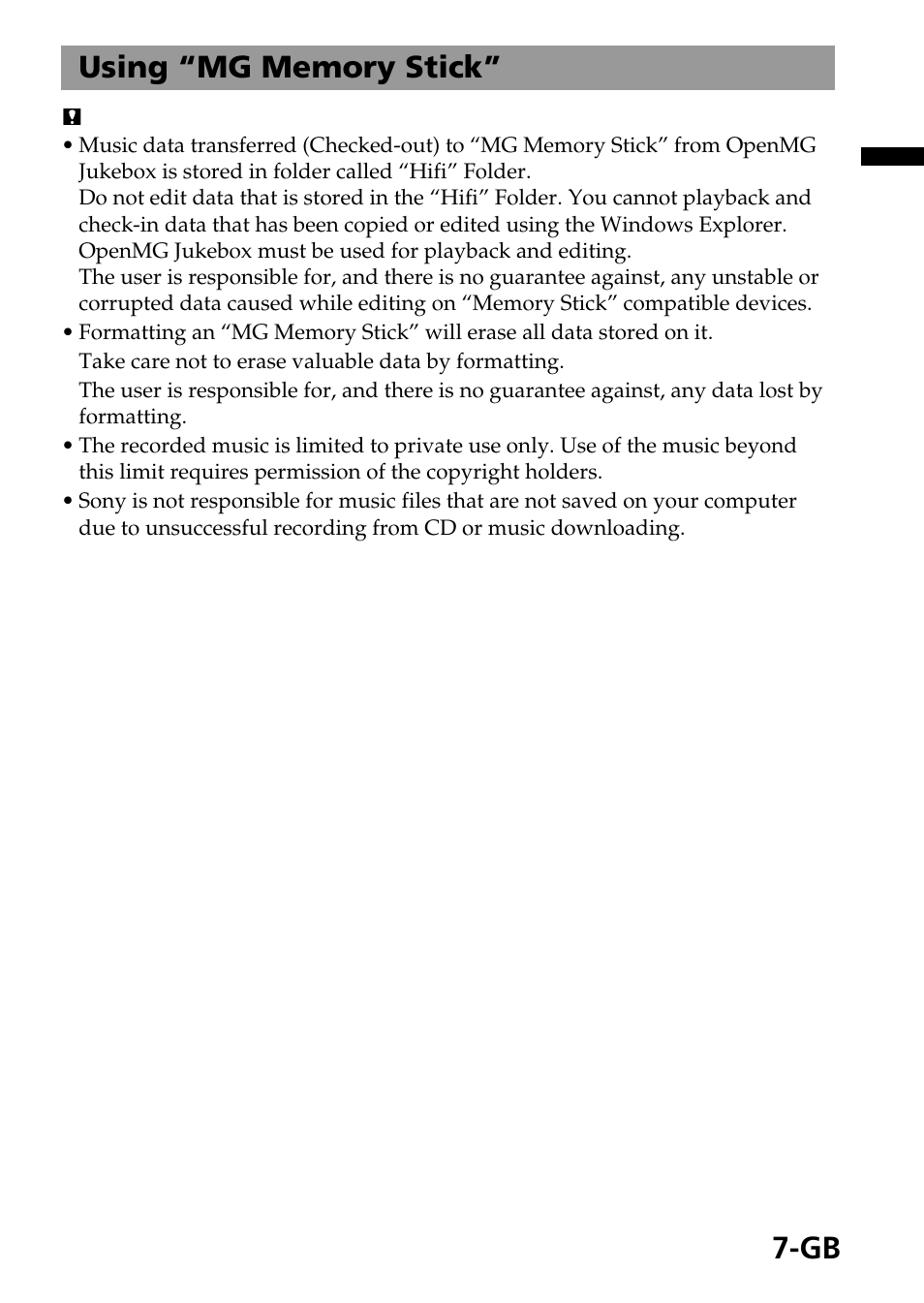 Sony MagicGate MSGC-US10 User Manual | Page 7 / 92