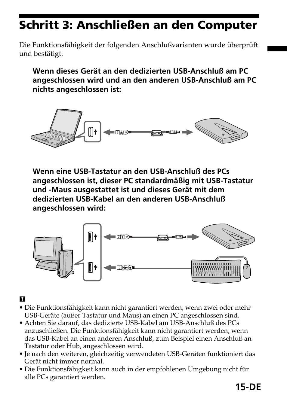 Schritt 3: anschließen an den computer | Sony MagicGate MSGC-US10 User Manual | Page 75 / 92