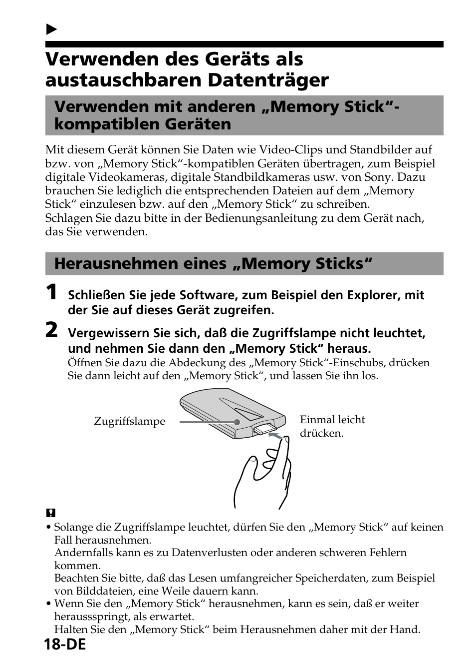 Grundfunktionen | Sony MagicGate MSGC-US10 User Manual | Page 78 / 92