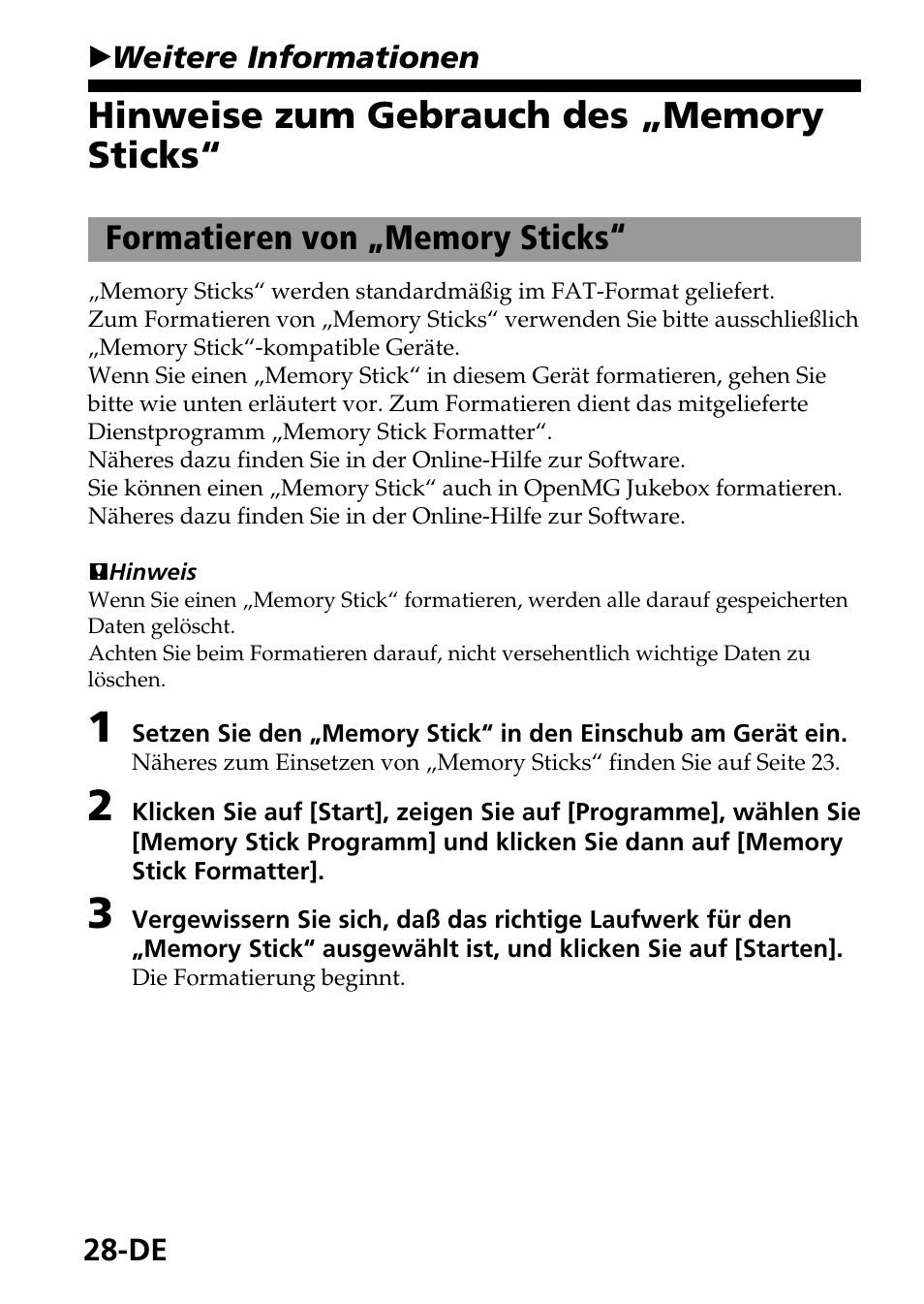 Weitere informationen | Sony MagicGate MSGC-US10 User Manual | Page 88 / 92