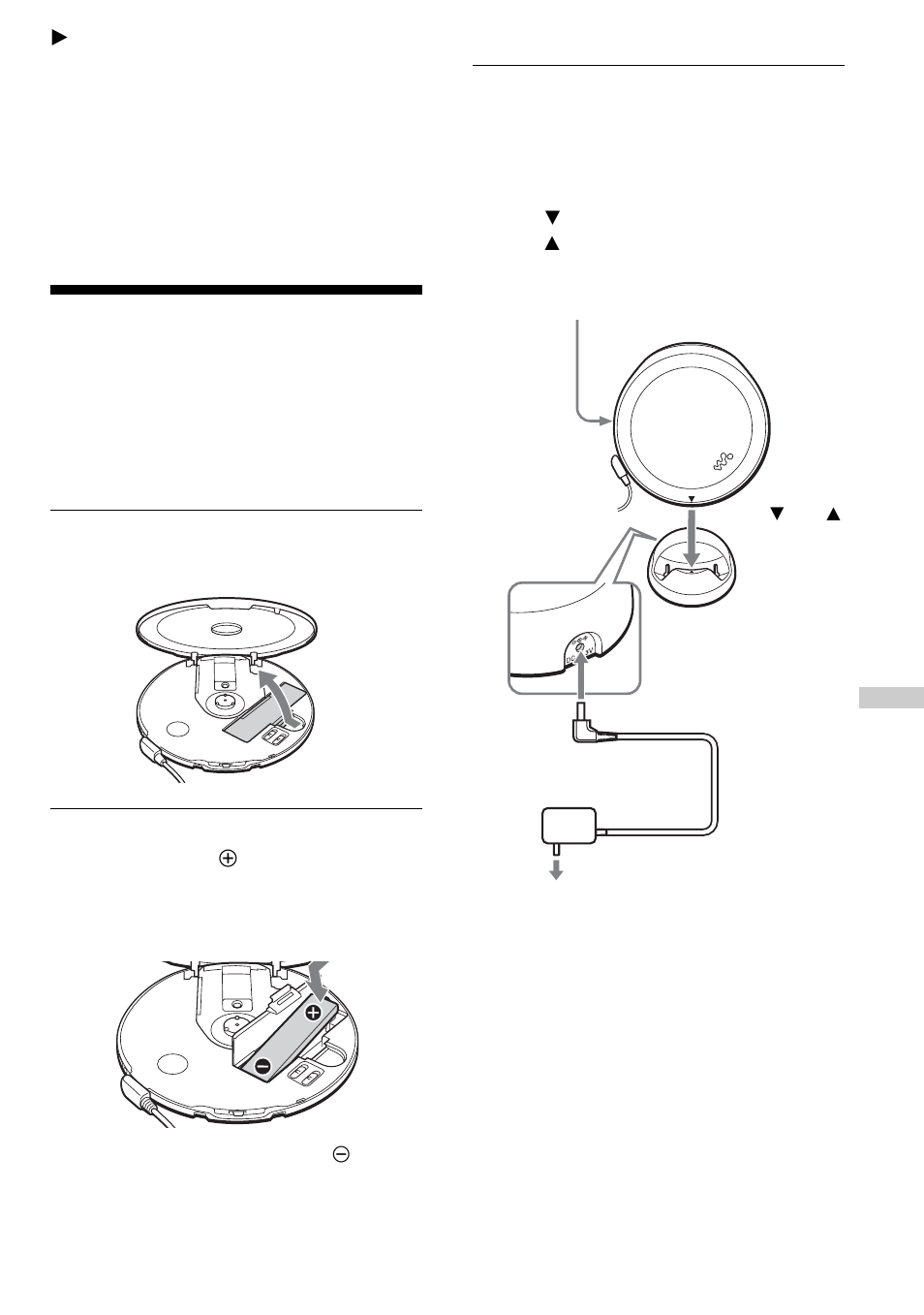Connecting to a power source, Using the rechargeable battery | Sony D-EJ2000 User Manual | Page 19 / 32