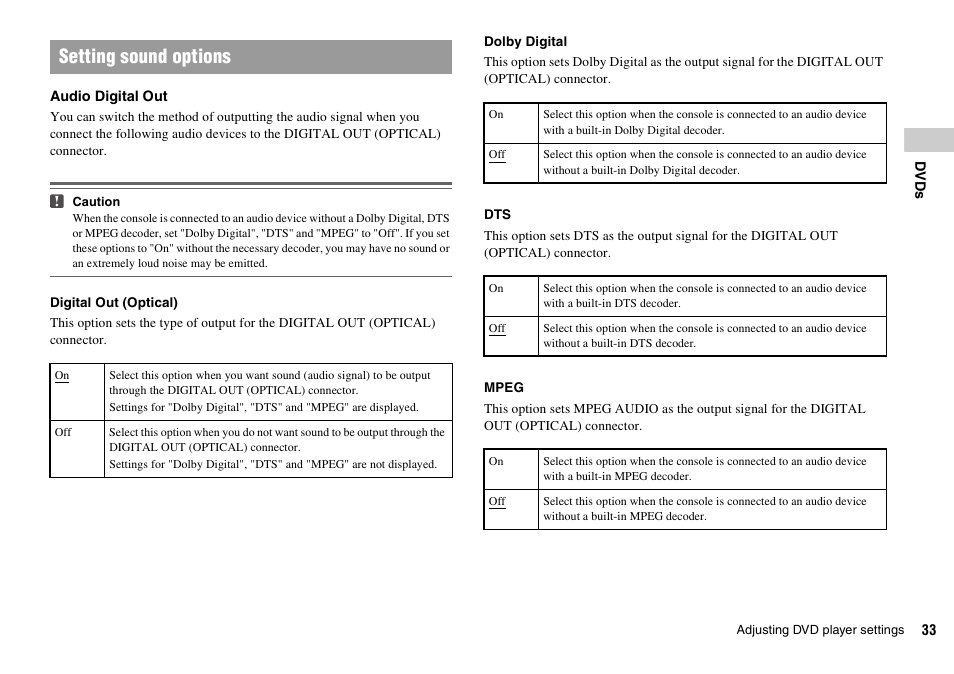 Setting sound options | Sony SCPH-77002 User Manual | Page 33 / 56