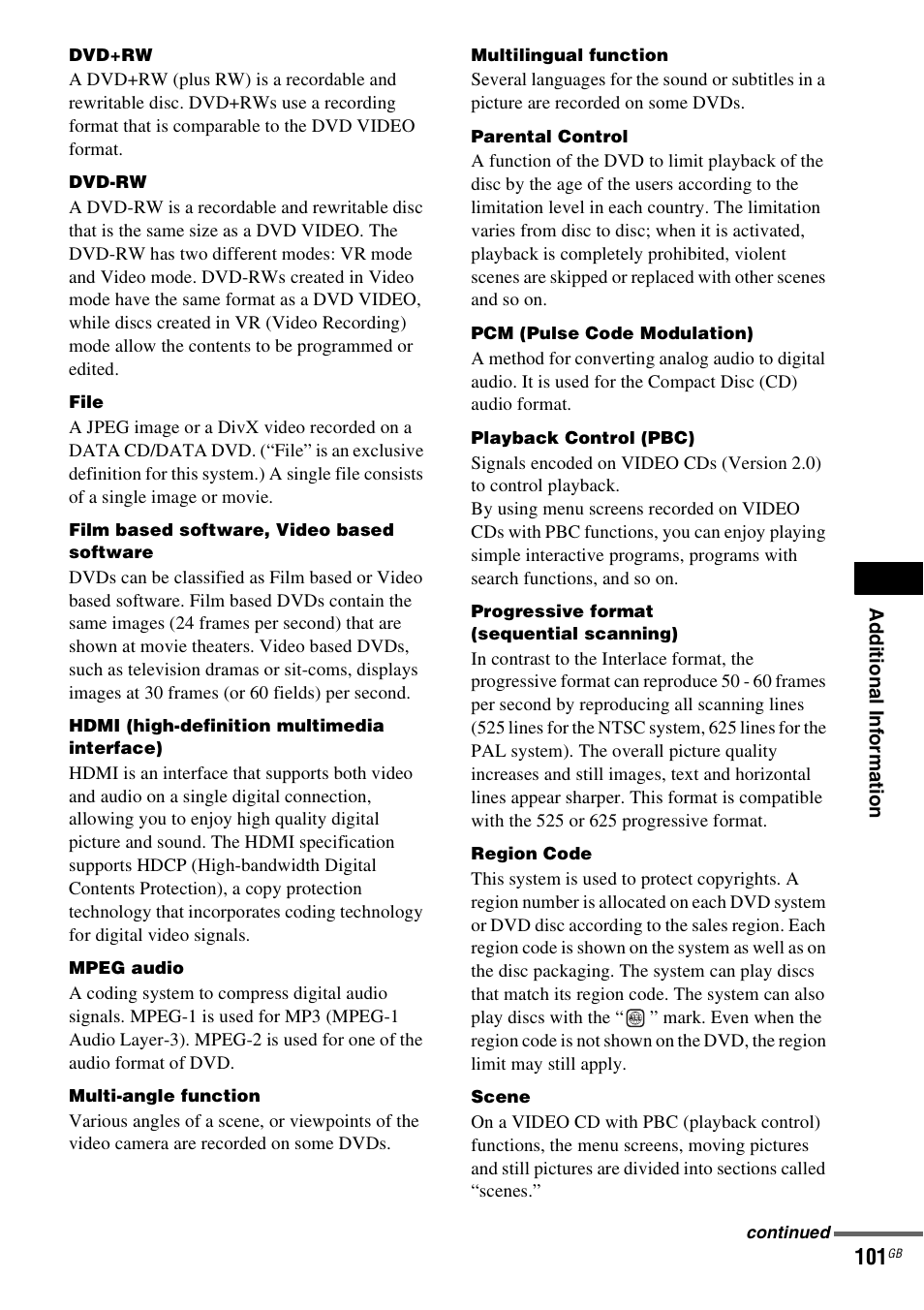 Sony DAV-DZ531W User Manual | Page 101 / 116