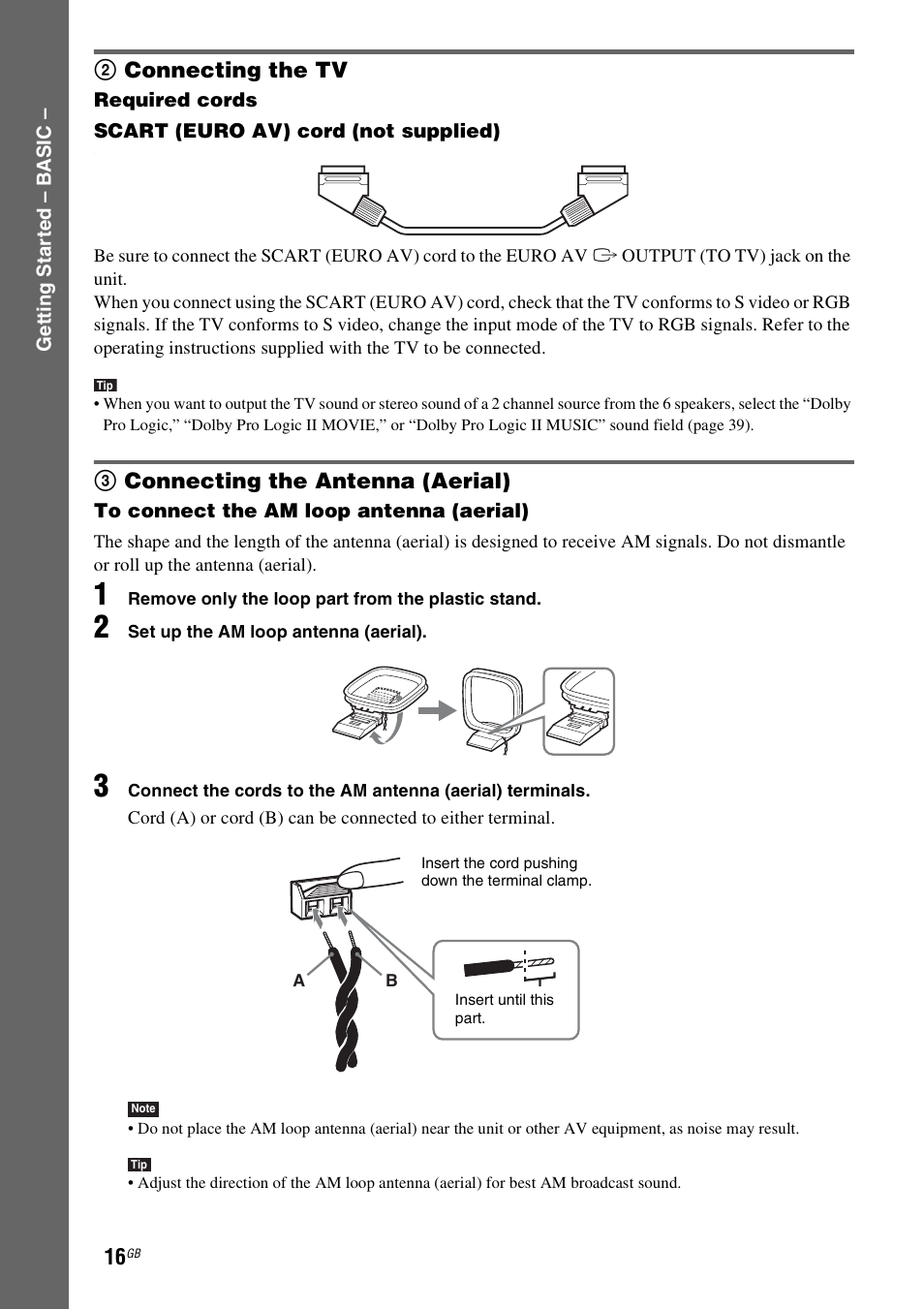 2 connecting the tv, 3 connecting the antenna (aerial) | Sony DAV-DZ531W User Manual | Page 16 / 116