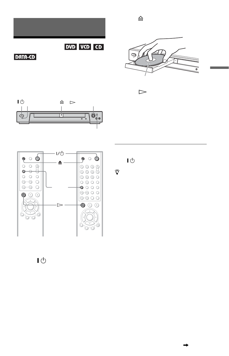 Playing discs, Disc tray (27), On (27) | Sony DVP-NS315 User Manual | Page 27 / 72