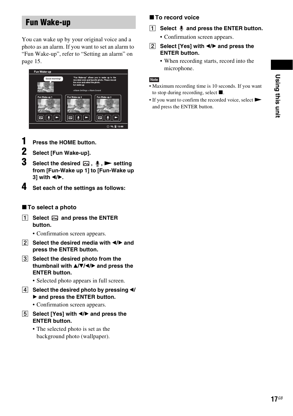 Fun wake-up | Sony DREAM MACHINE 4-154-584-35(1) User Manual | Page 17 / 32