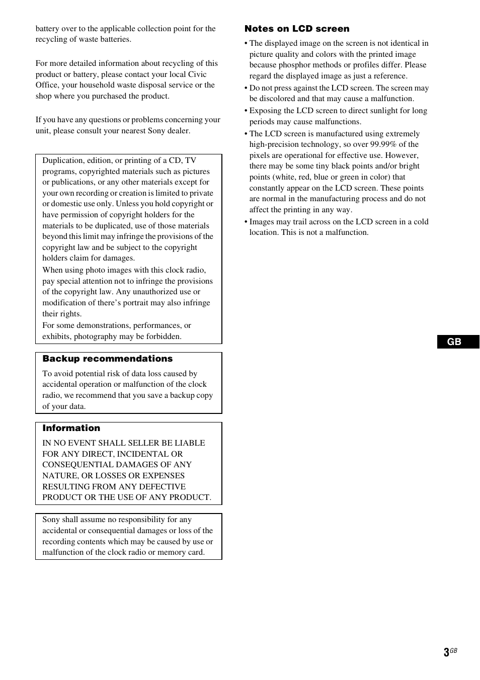 Sony DREAM MACHINE 4-154-584-35(1) User Manual | Page 3 / 32