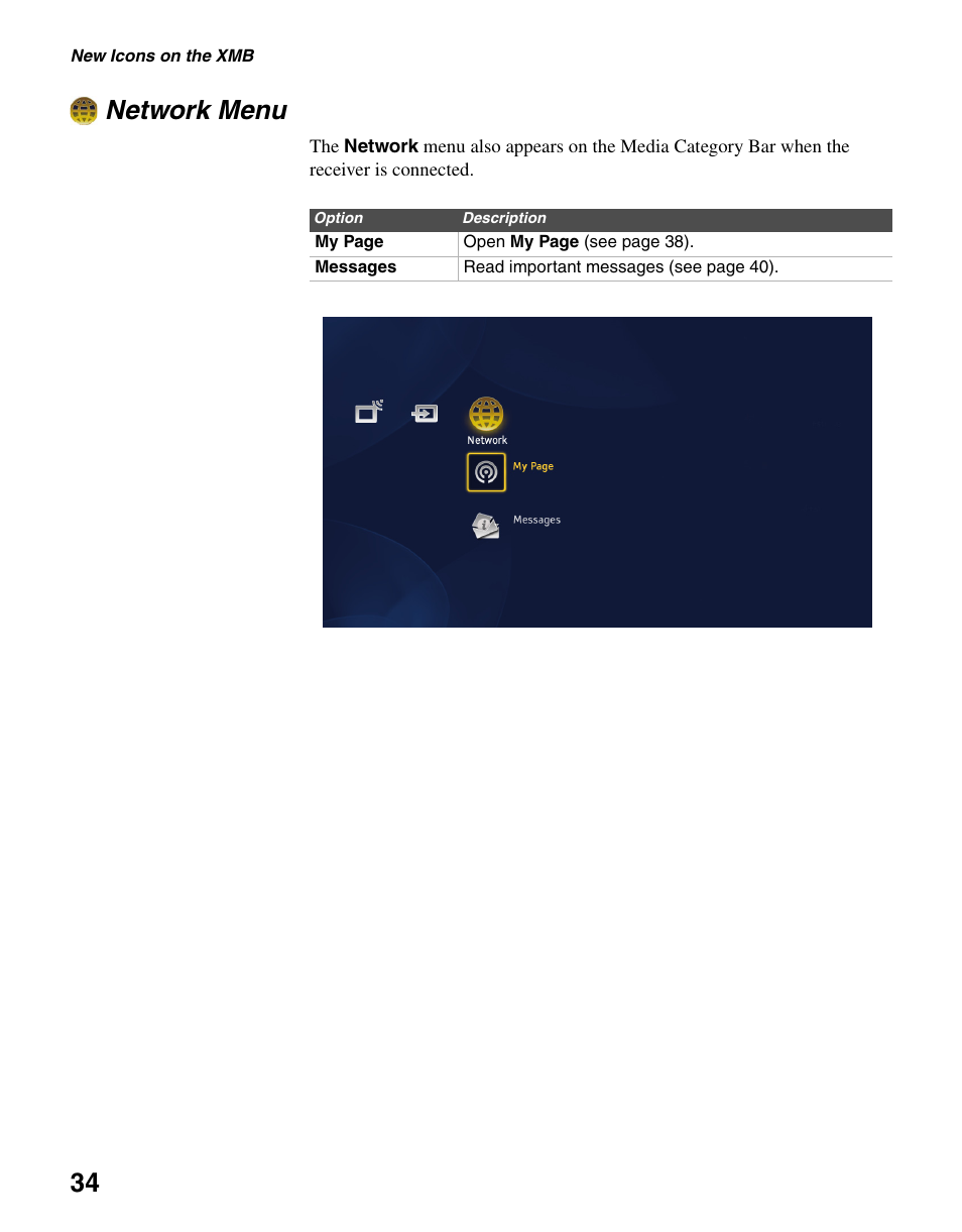 Network menu, 34 network menu | Sony DMX-NV1 User Manual | Page 34 / 54