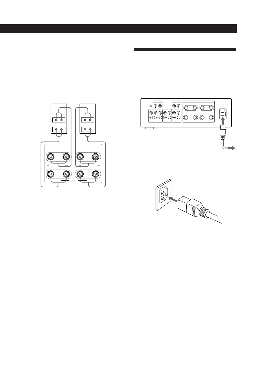 Raccordement du cordon d’alimentation secteur, Préparatifs raccordement d’enceintes bifilaires | Sony TA-F5000 User Manual | Page 18 / 89