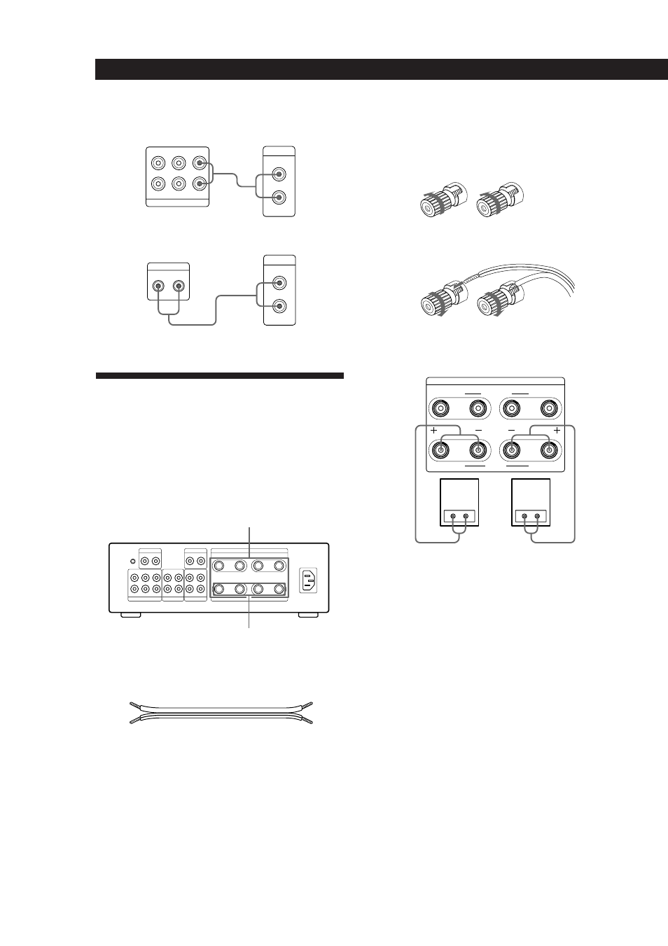 Ligações do sistema de altifalantes, Preparativos 6, Descrição geral | Ligações, Ligação a altifalantes normais | Sony TA-F5000 User Manual | Page 39 / 89