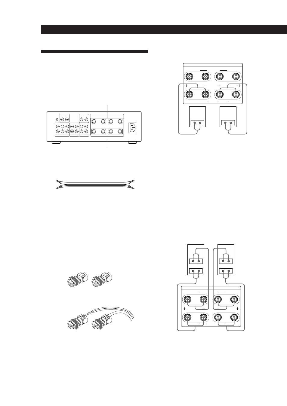 Speaker system hookups, Getting started 6, Connecting to normal speakers | Connecting to bi-wire system speakers, Overview, Hookups | Sony TA-F5000 User Manual | Page 6 / 89