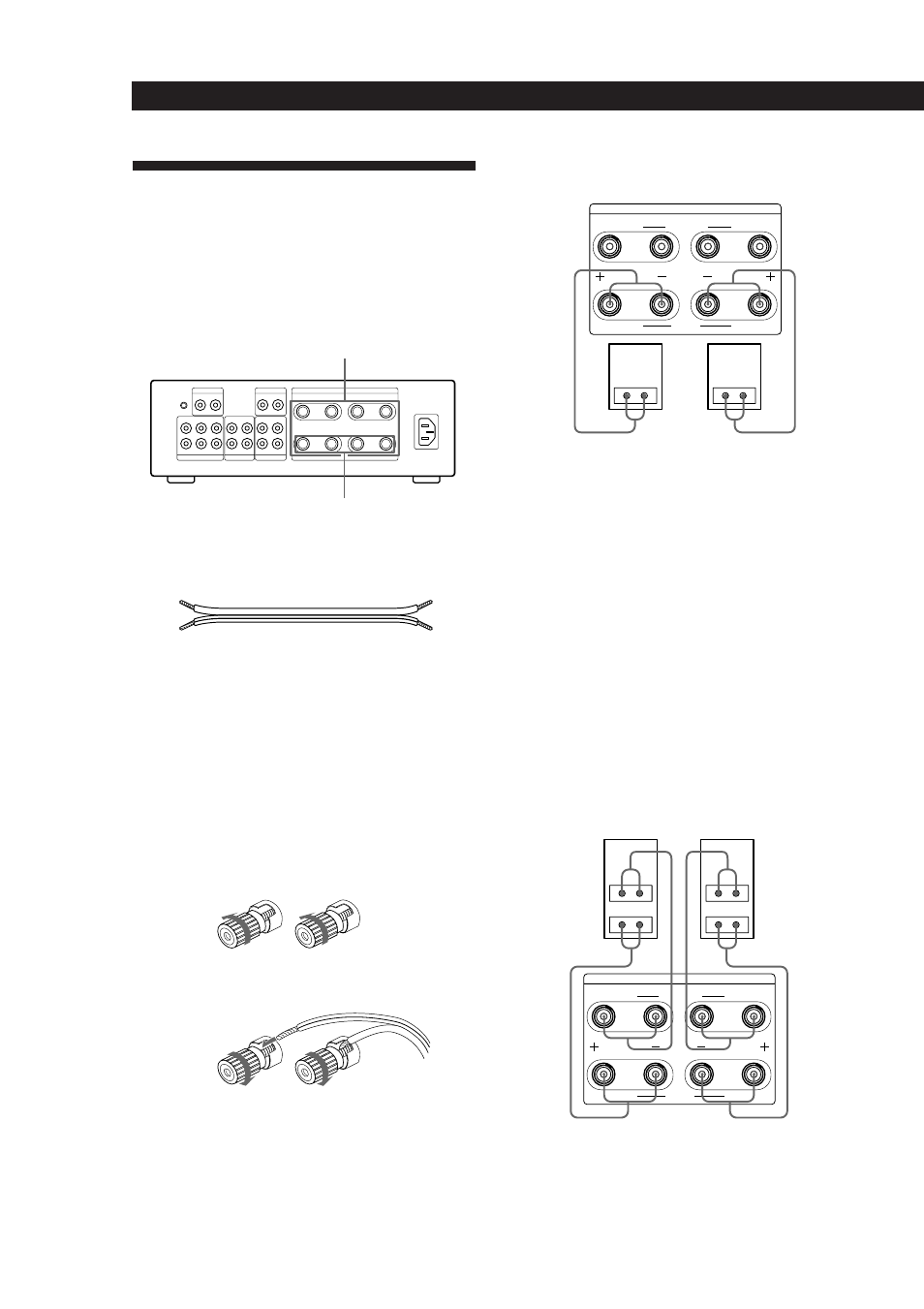 Högtalaranslutningar, Förberedelser 6, Anslutning av normala högtalare | Anslutning av högtalare med dubbla drivsteg, Översikt, Anslutningarna | Sony TA-F5000 User Manual | Page 72 / 89