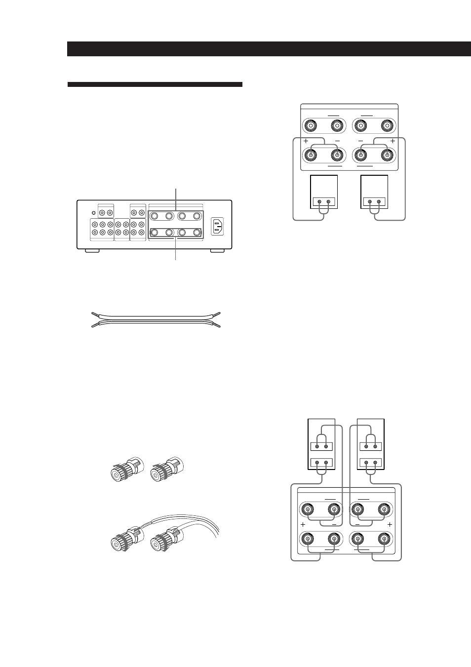 Collegamento al sistema diffusori, Preparativi 6, Collegamento a diffusori normali | Collegamento a diffusori a sistema bifilo, Descrizione, Collegamenti | Sony TA-F5000 User Manual | Page 83 / 89
