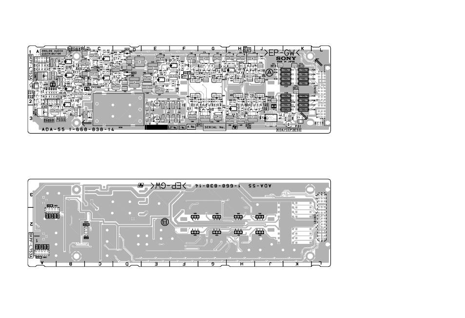 Board layouts, Ada-55, B side- suffix: -14 | A side- suffix: -14 | Sony BKPF-L753A User Manual | Page 31 / 36