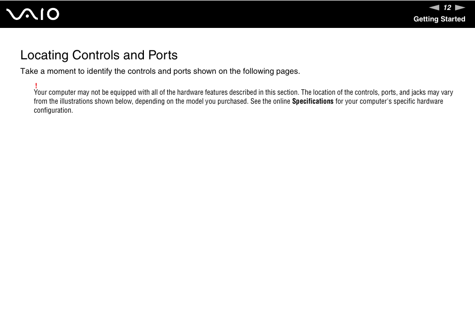 Locating controls and ports | Sony VGC-RC210 User Manual | Page 12 / 175