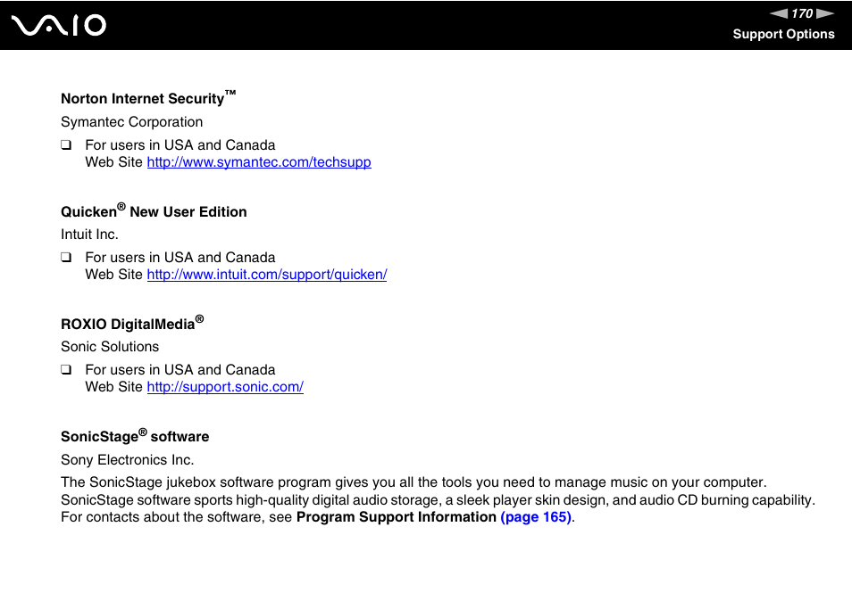 Sony VGC-RC210 User Manual | Page 170 / 175