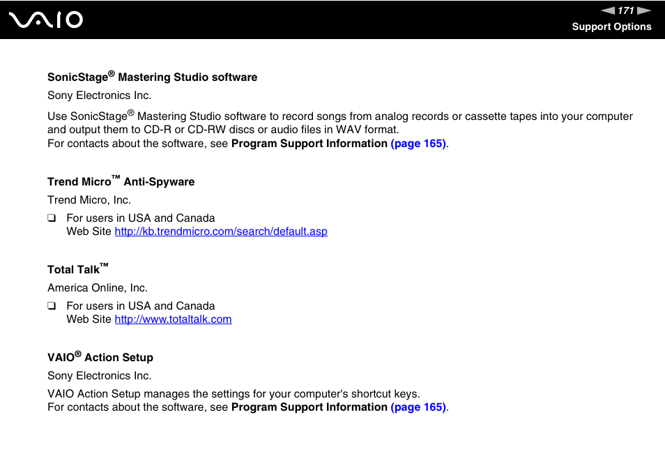 Sony VGC-RC210 User Manual | Page 171 / 175