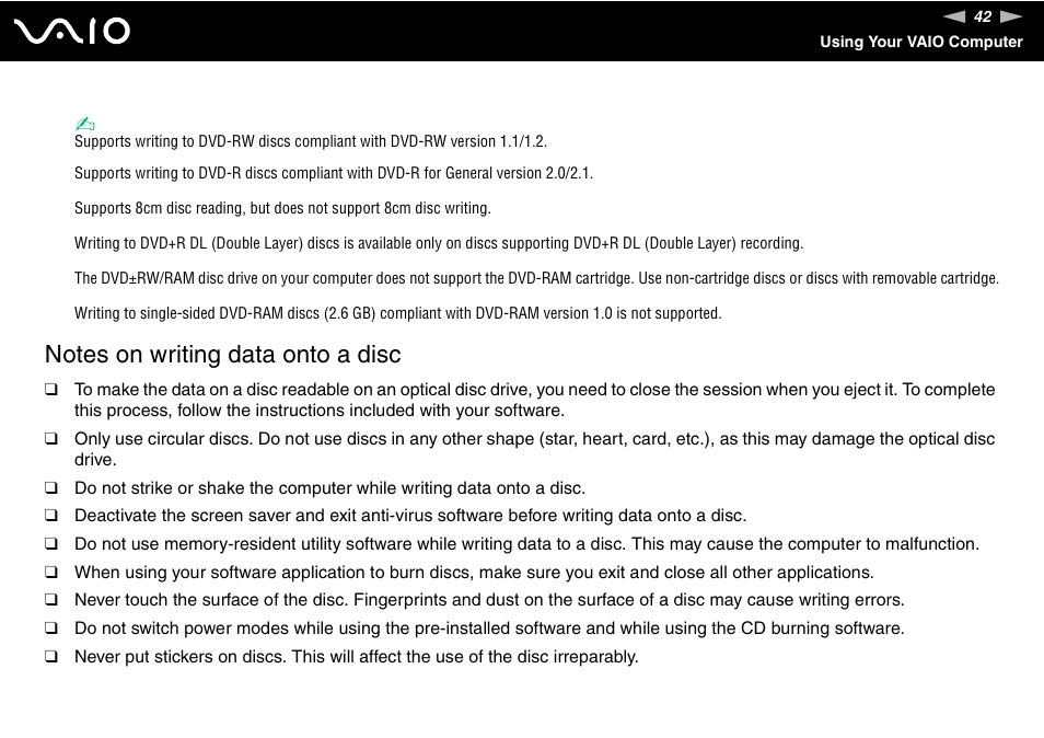 Sony VGC-RC210 User Manual | Page 42 / 175