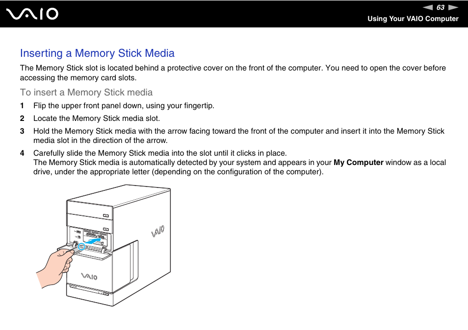 Sony VGC-RC210 User Manual | Page 63 / 175