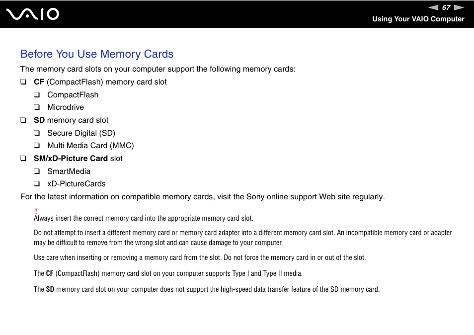 Sony VGC-RC210 User Manual | Page 67 / 175