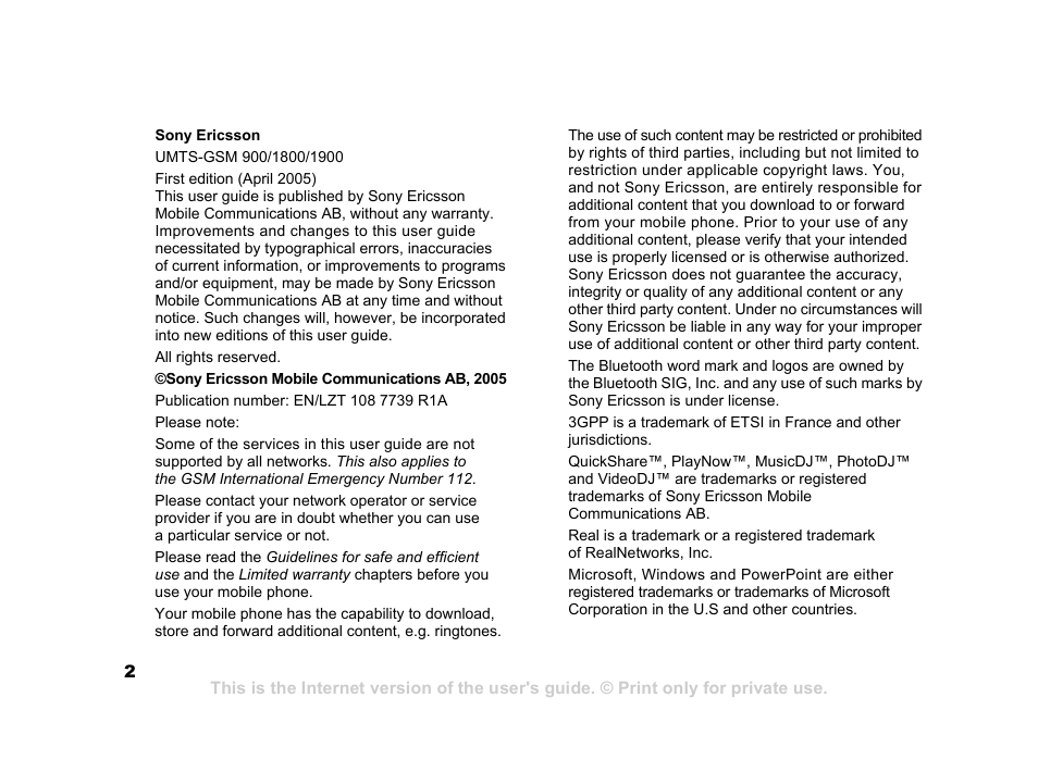 Sony K600i User Manual | Page 2 / 100