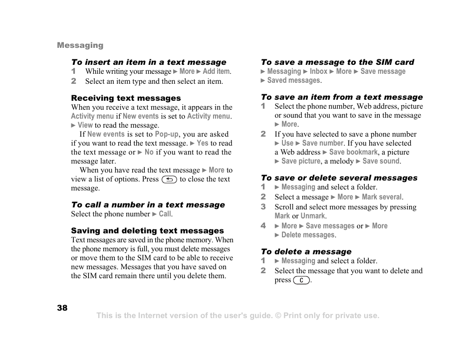 Sony K600i User Manual | Page 38 / 100
