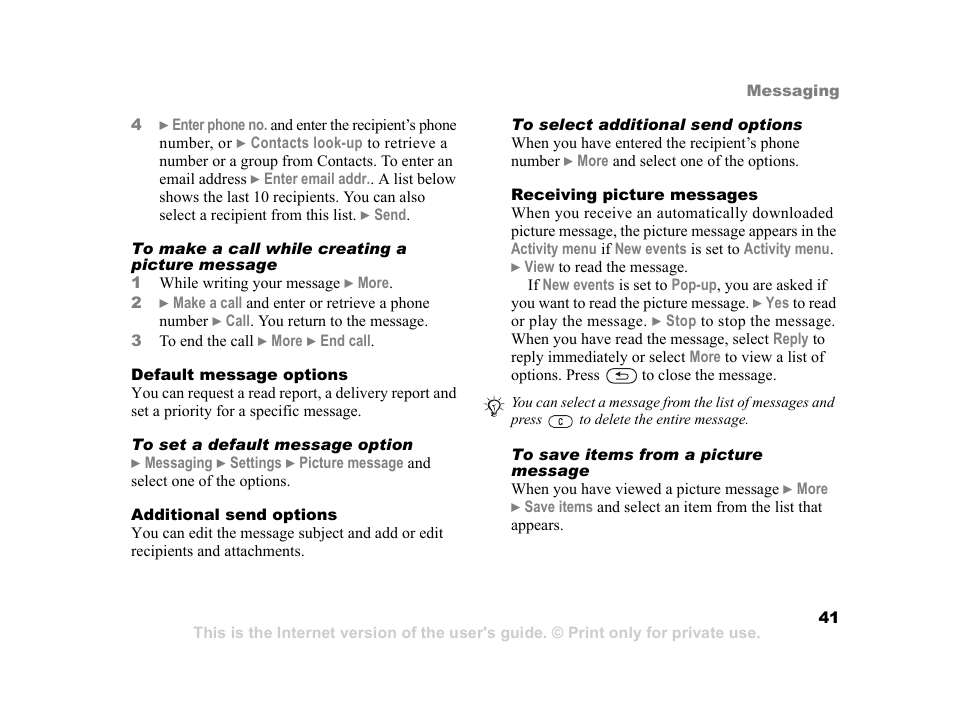 Sony K600i User Manual | Page 41 / 100