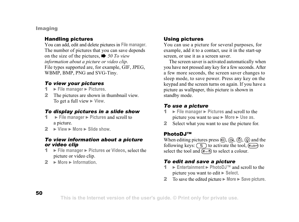 Sony K600i User Manual | Page 50 / 100