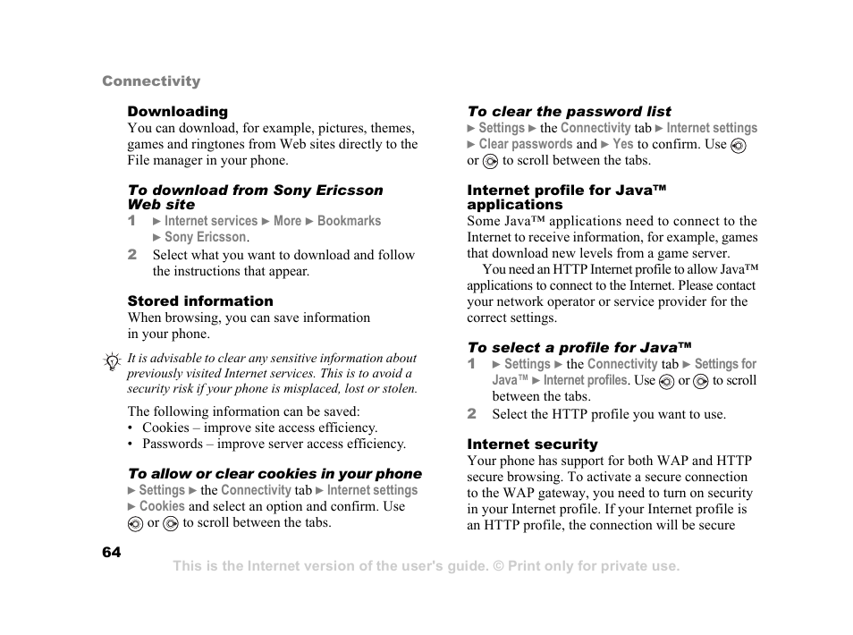 Sony K600i User Manual | Page 64 / 100