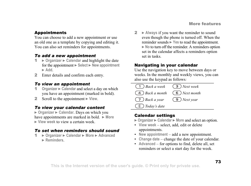 Sony K600i User Manual | Page 73 / 100