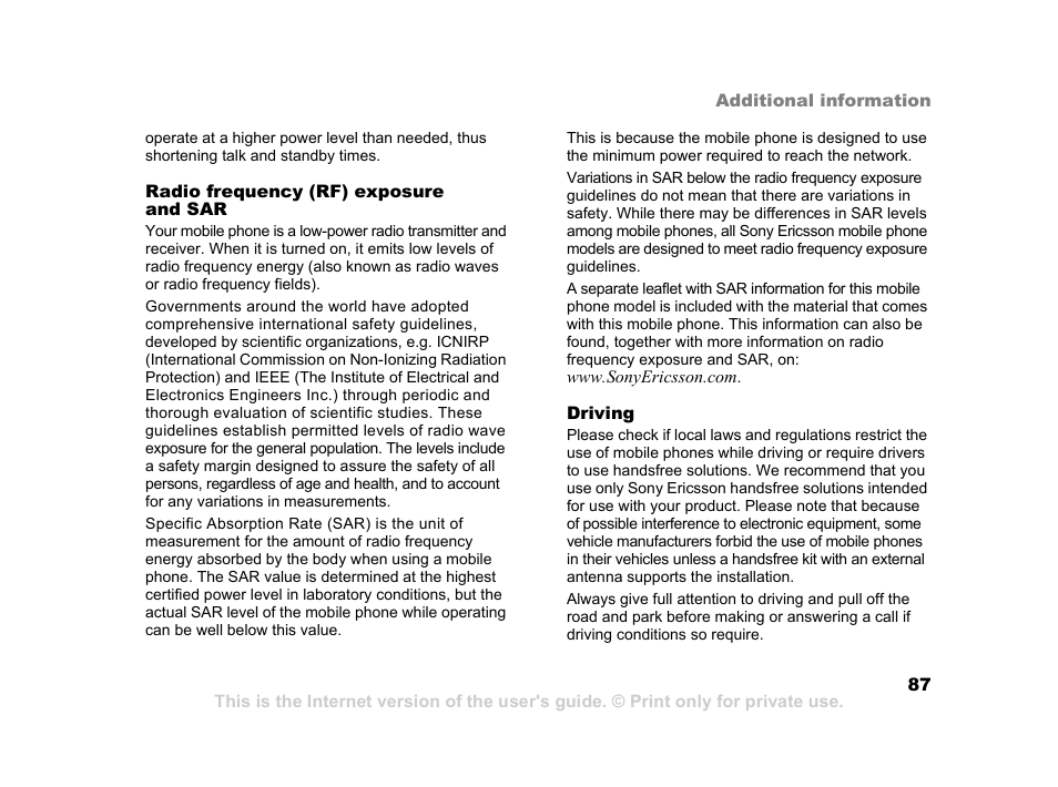 Sony K600i User Manual | Page 87 / 100