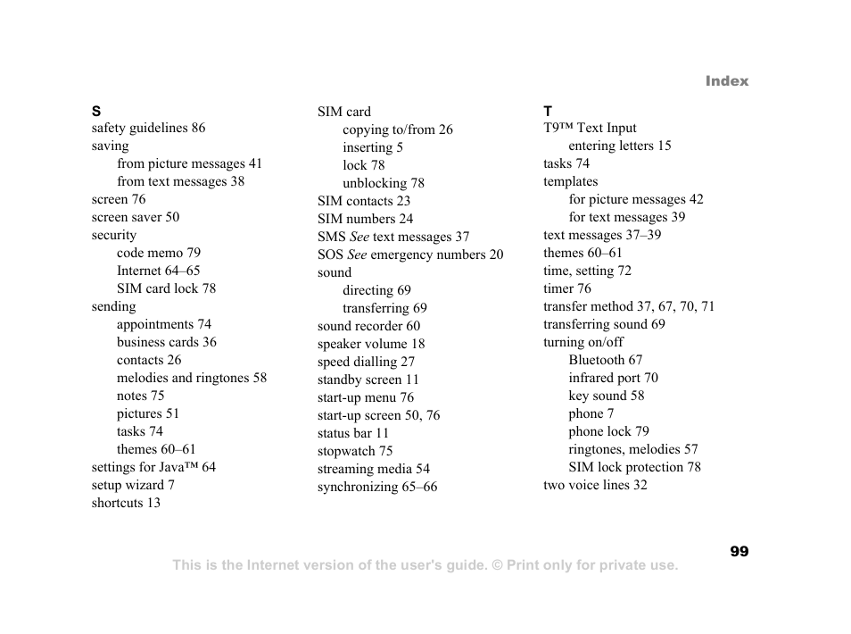 Sony K600i User Manual | Page 99 / 100