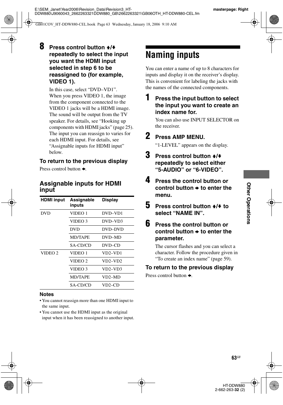 Naming inputs | Sony HT-DDW880 User Manual | Page 63 / 80