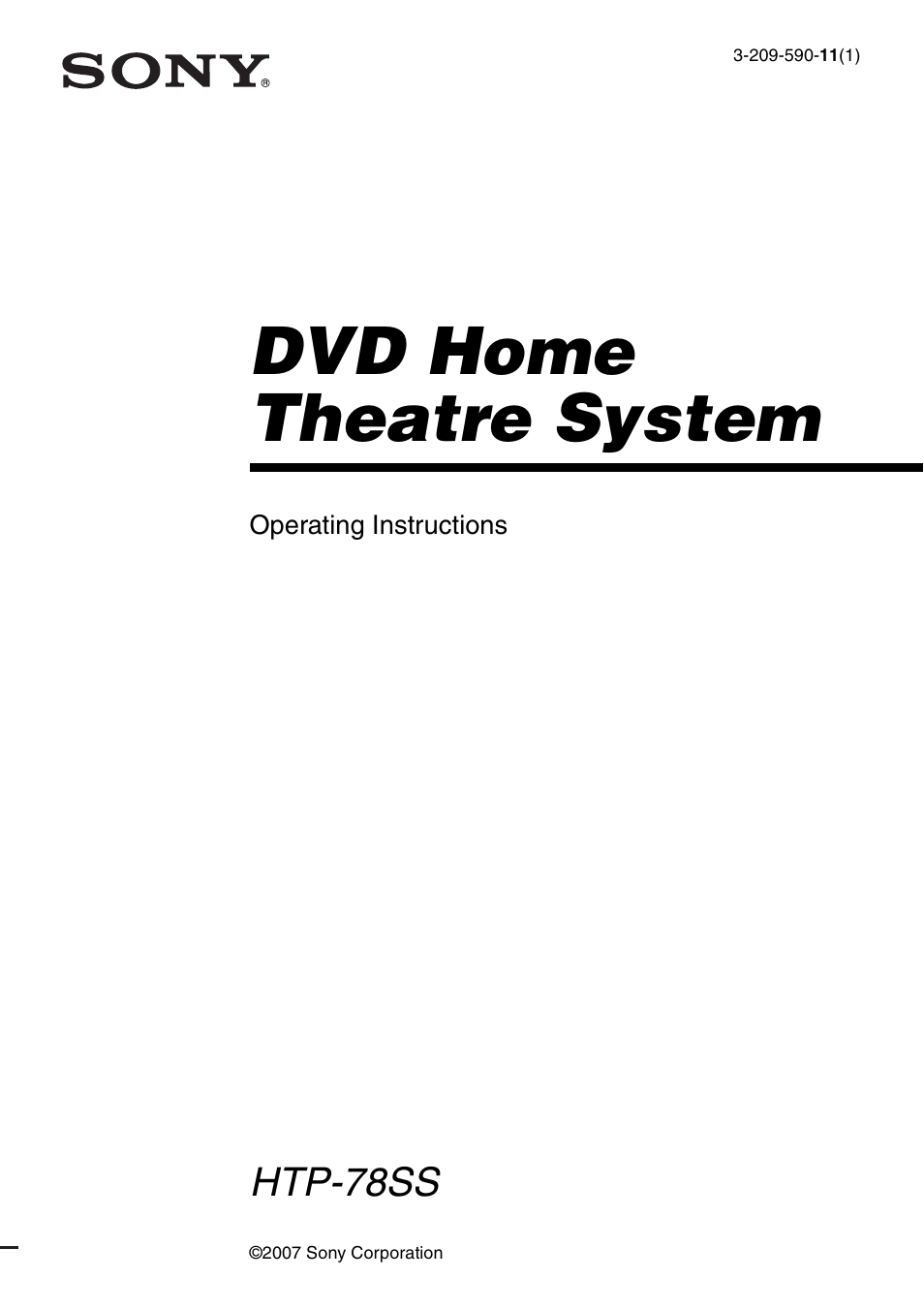 Sony model HTP-78SS User Manual | 60 pages