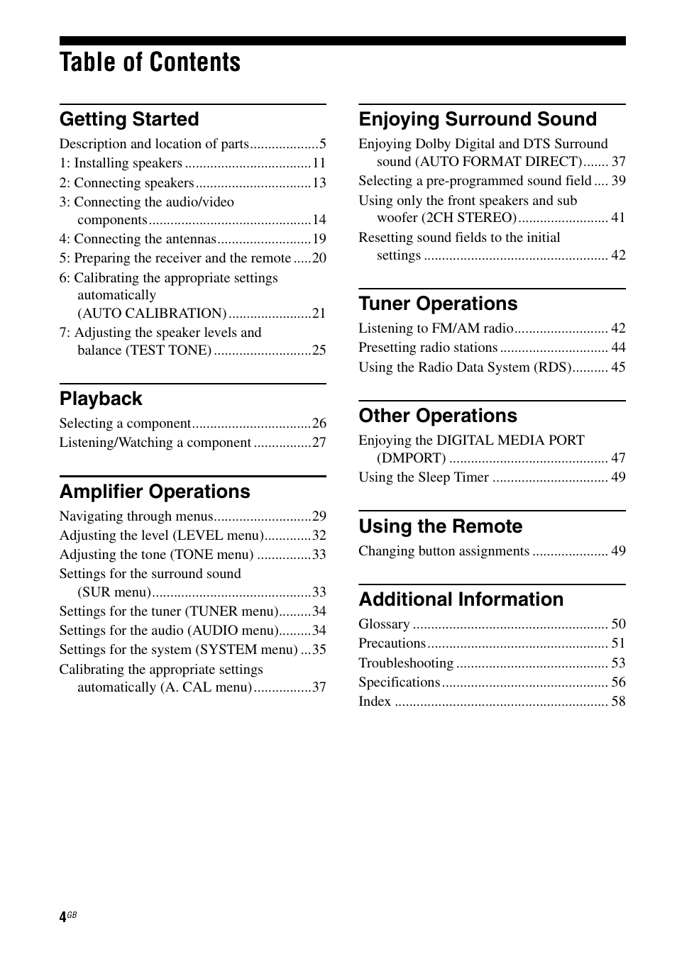Sony model HTP-78SS User Manual | Page 4 / 60