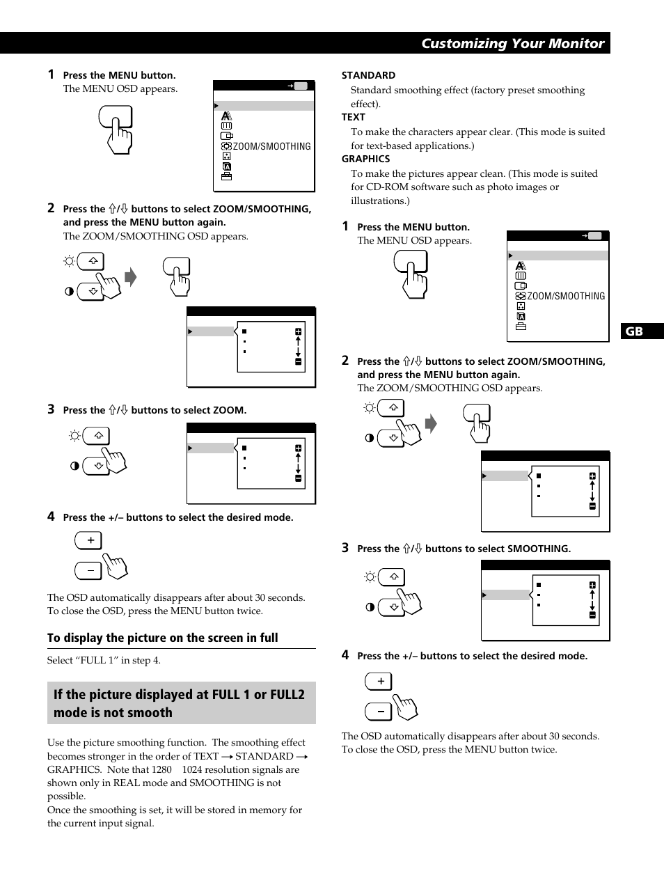 Getting started customizing your monitor | Sony CPD-L181 User Manual | Page 13 / 96