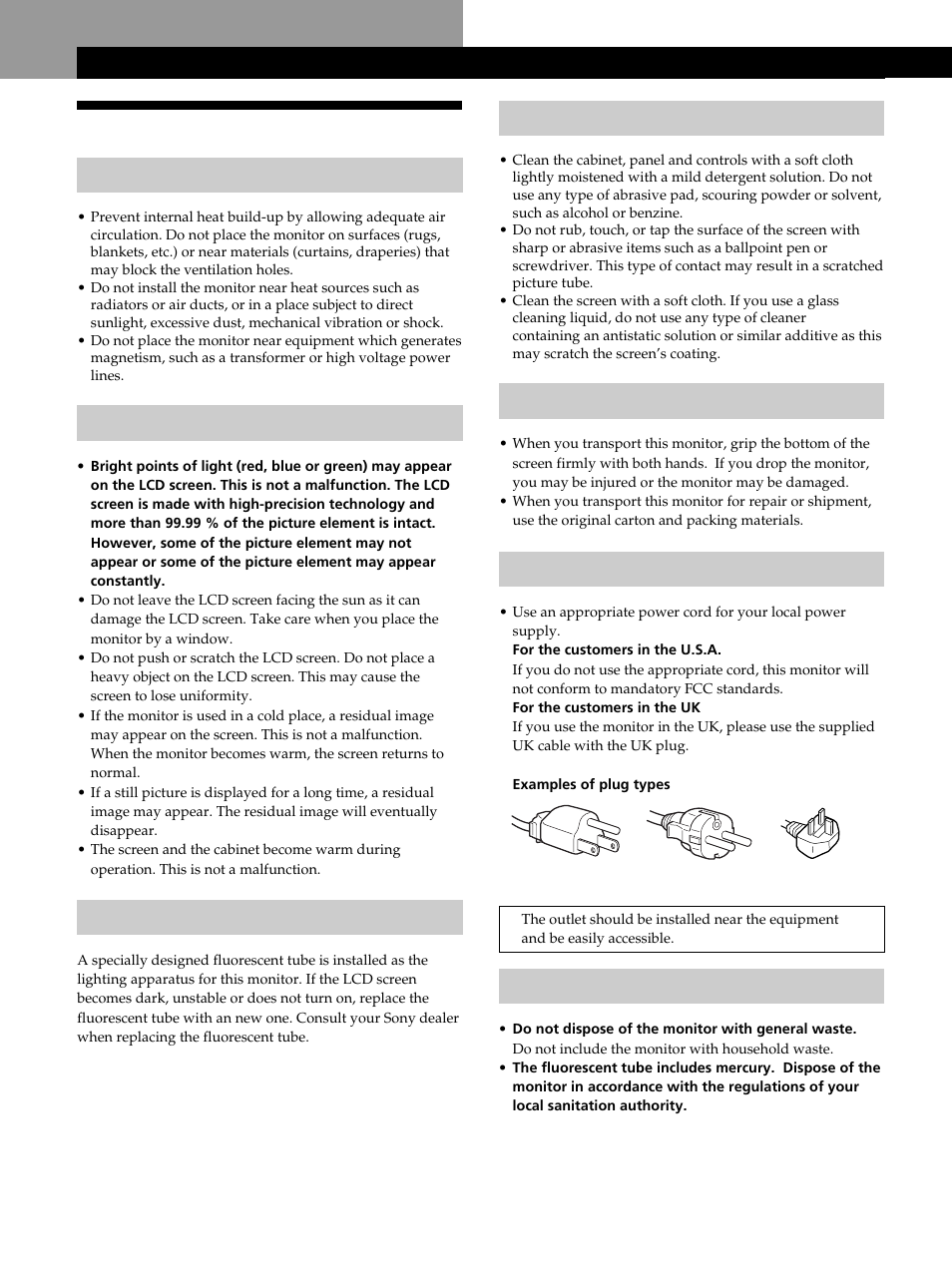 Getting started, Precautions, Préparation | Précautions, Vorbereitungen, Sicherheitsmaßnahmen, Procedimientos iniciales, Precauciones, Operazioni preliminari, Precauzioni | Sony CPD-L181 User Manual | Page 4 / 96