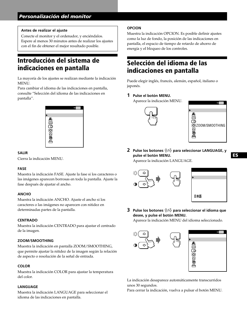 Personalización del monitor | Sony CPD-L181 User Manual | Page 63 / 96