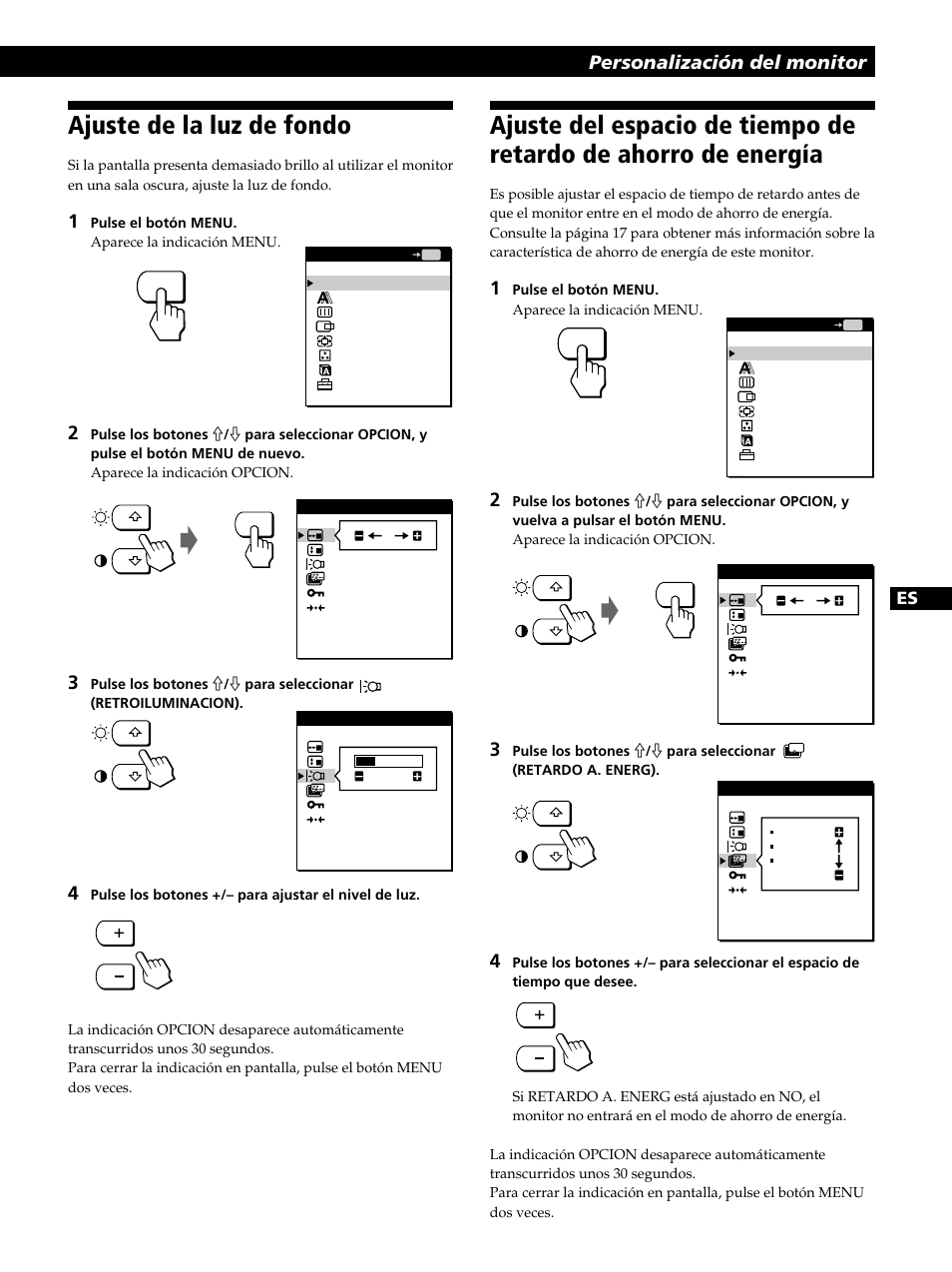 Ajuste de la luz de fondo, Personalización del monitor | Sony CPD-L181 User Manual | Page 69 / 96