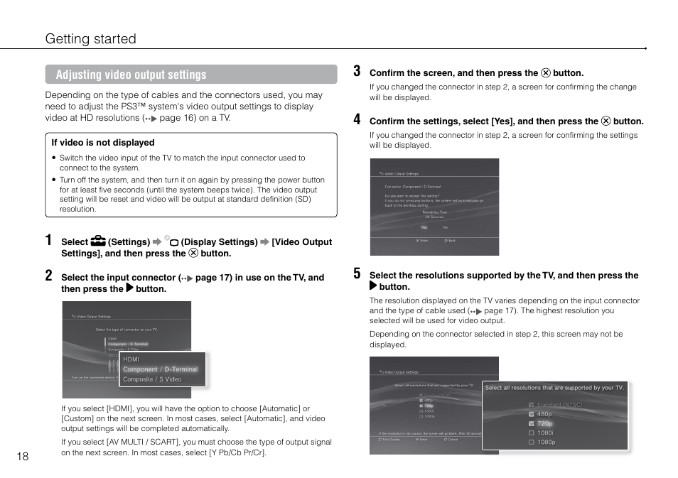 Getting started | Sony 160GB Playstation 3 4-198-819-12 User Manual | Page 18 / 120
