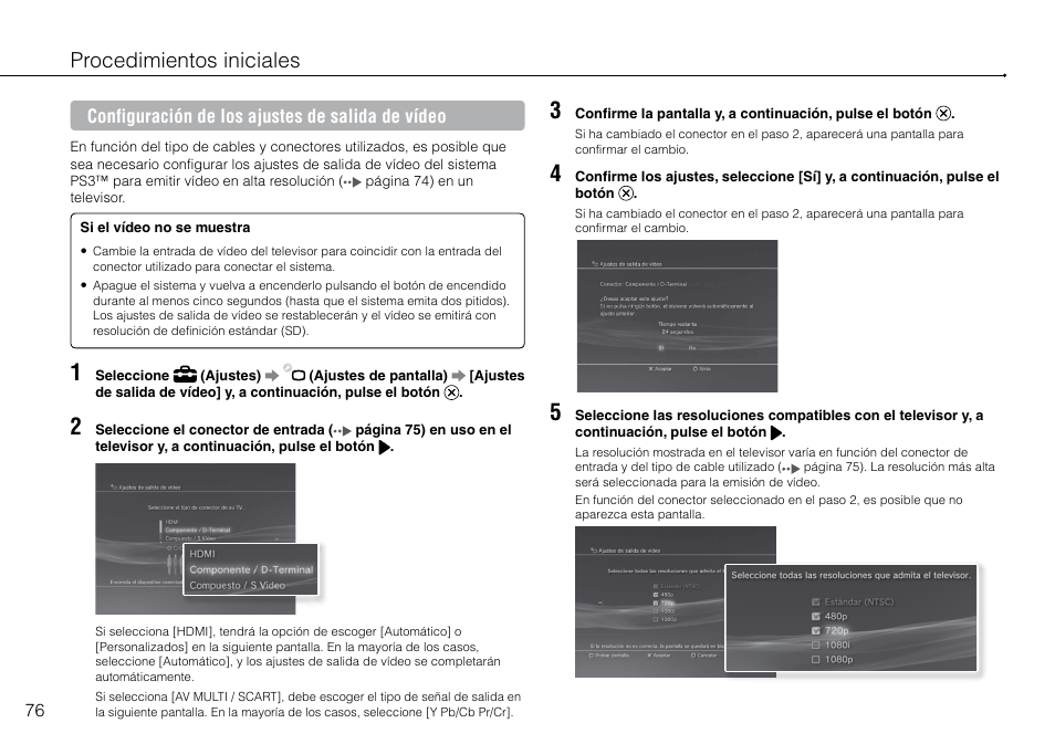 Procedimientos iniciales | Sony 160GB Playstation 3 4-198-819-12 User Manual | Page 76 / 120