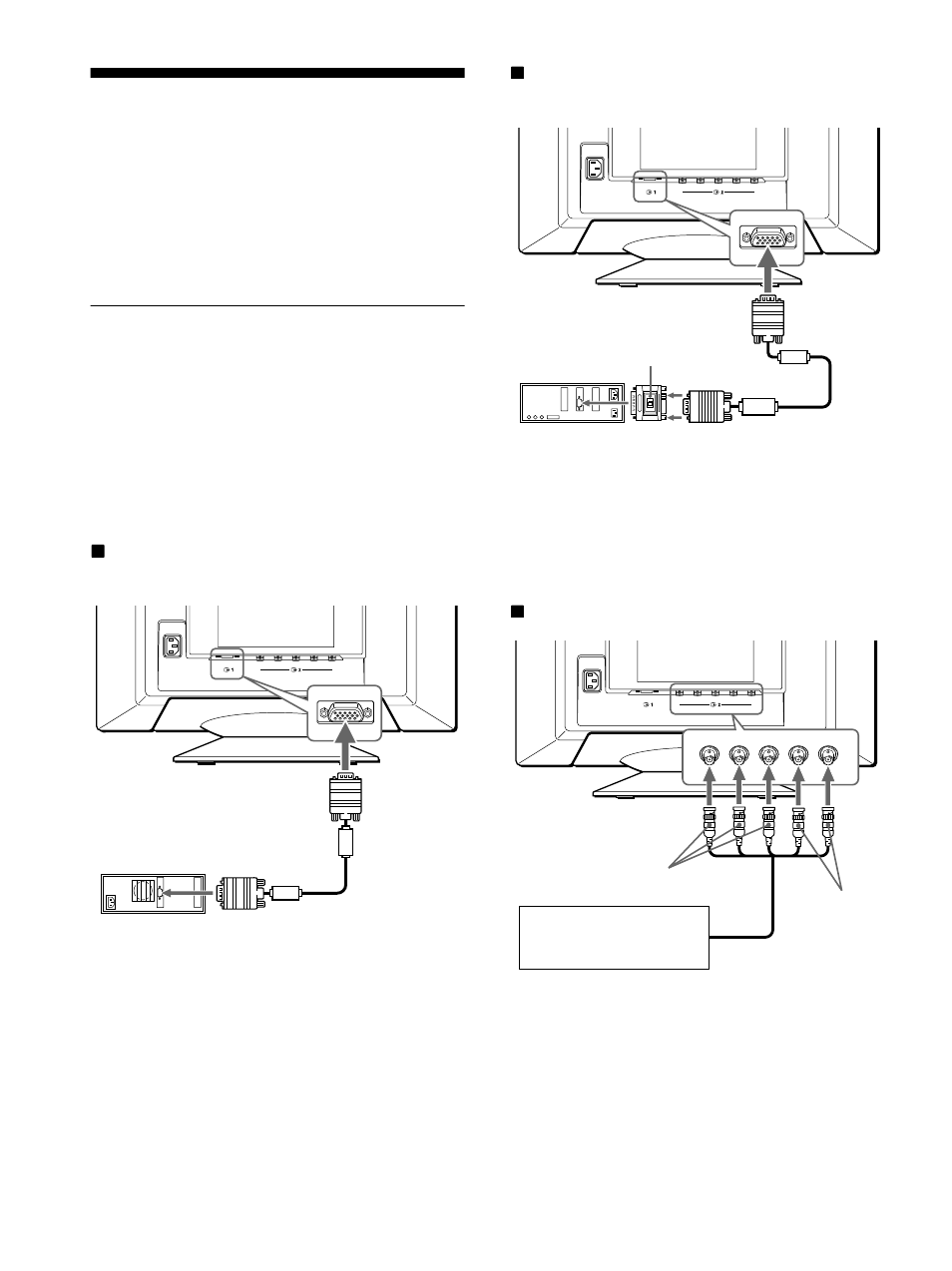 Installation, 1re étape: raccordez le moniteur à l’ordinateur, Xraccordement aux cinq connecteurs bnc | Sony CPD-G500 User Manual | Page 24 / 58
