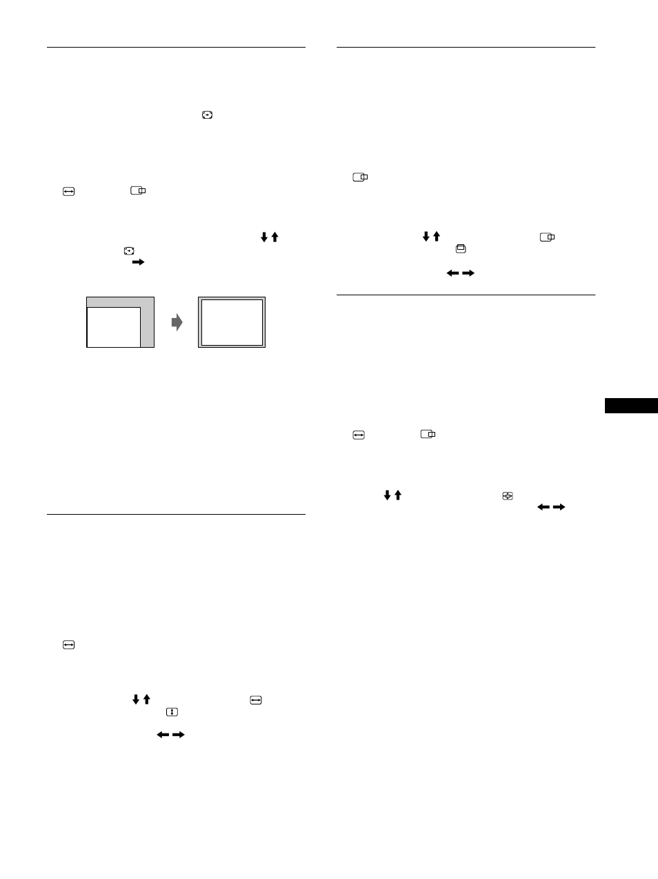 Réglage de la taille de l’image (taille), Réglage du centrage de l’image (centre), Agrandir ou réduire l’image (zoom) | Sony CPD-G500 User Manual | Page 29 / 58