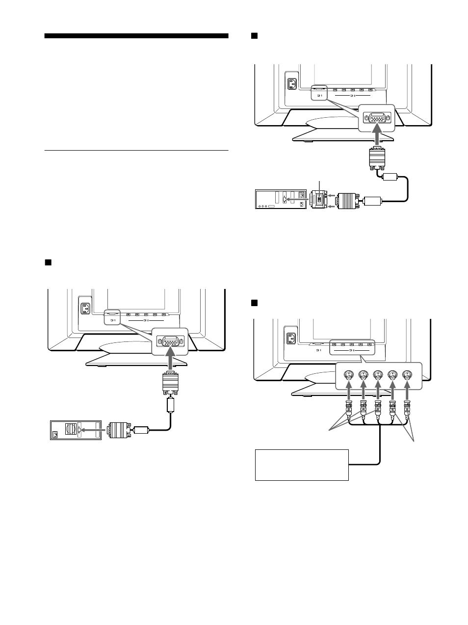 Instalación, Paso 1: conexión del monitor al ordenador, Xconexión a los cinco conectores bnc | Sony CPD-G500 User Manual | Page 42 / 58