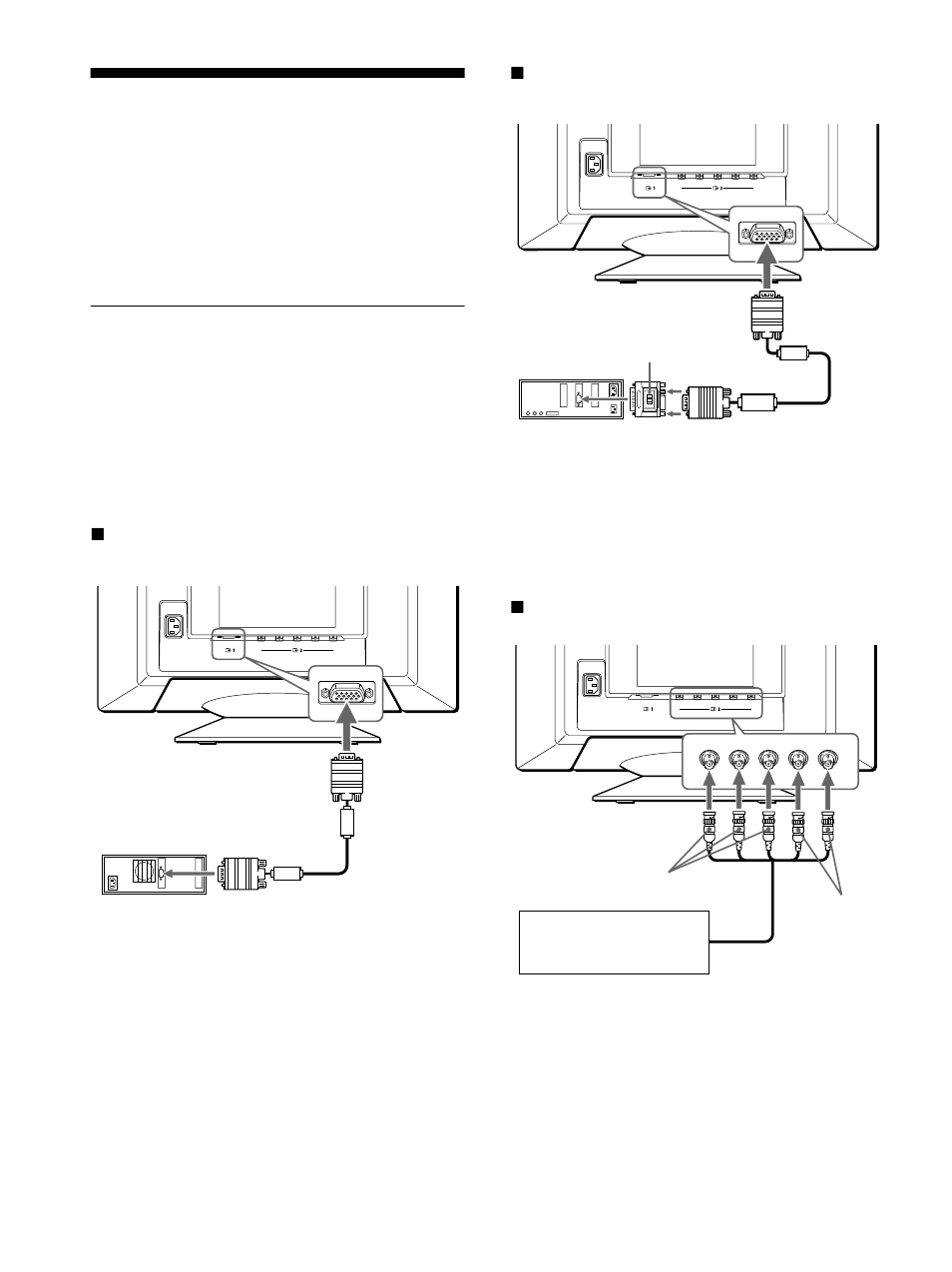 Setup, Step 1: connect your monitor to your computer, Step 1: co | Xconnecting to the five bnc connectors | Sony CPD-G500 User Manual | Page 6 / 58