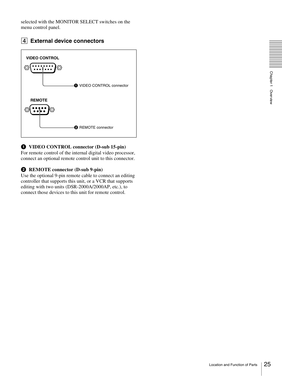 T set to “i.li, D external device connectors | Sony DSR-1800AP User Manual | Page 25 / 112