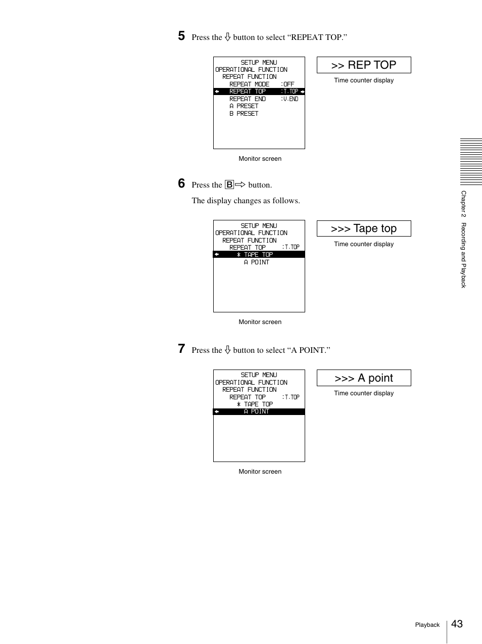 Rep top, Tape top, A point | Sony DSR-1800AP User Manual | Page 43 / 112