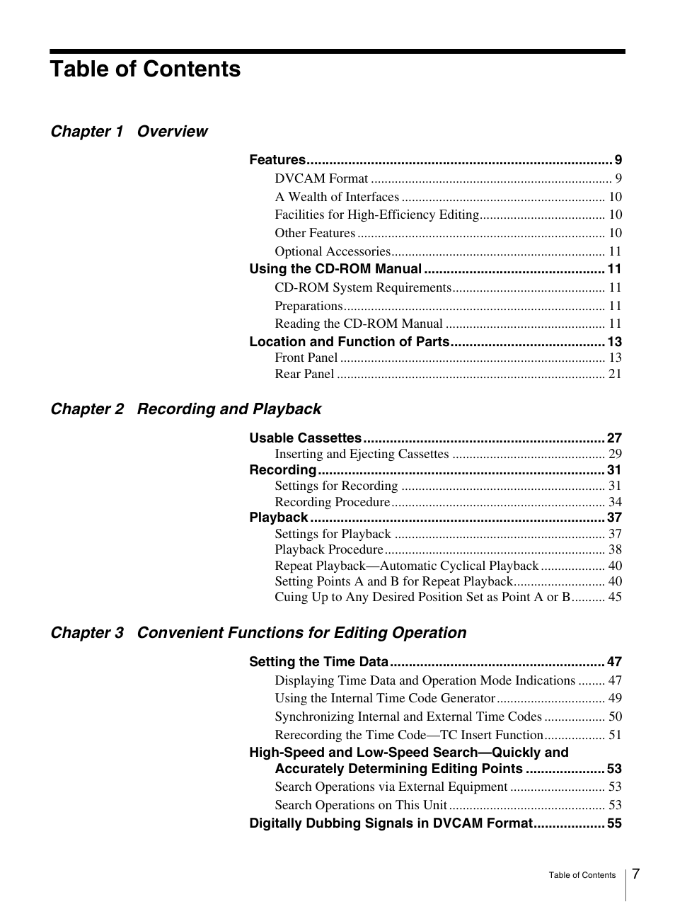 Sony DSR-1800AP User Manual | Page 7 / 112