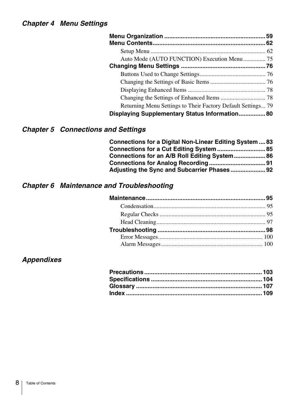 Sony DSR-1800AP User Manual | Page 8 / 112