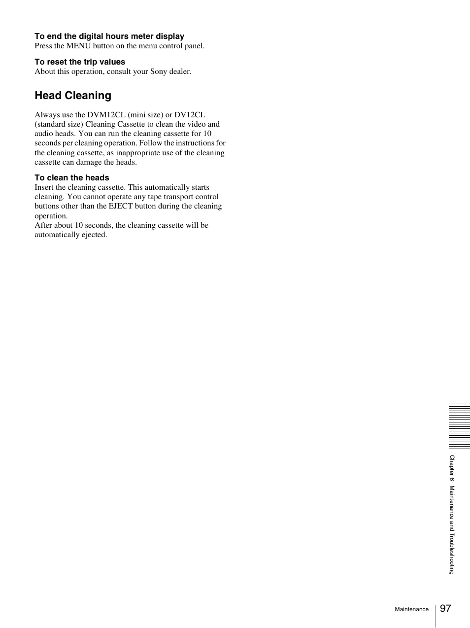 Head cleaning | Sony DSR-1800AP User Manual | Page 97 / 112